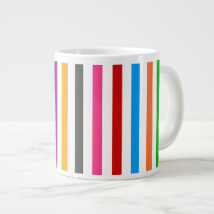 Farbenfrohe Regenbogenstreifen-Linien-Design - Wei Jumbo-Tasse