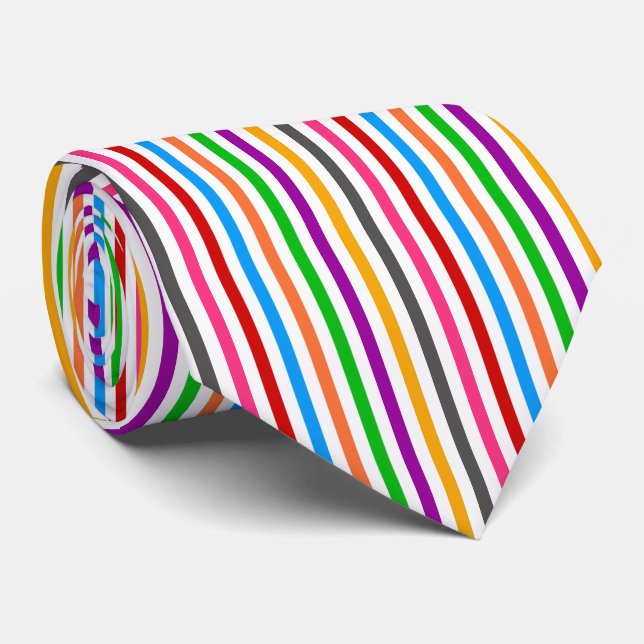Farbenfrohe Regenbogenstreifen-Linien-Design - Wei Krawatte (Gerollt)