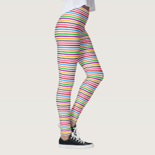 Farbenfrohe Regenbogenstreifen-Linien-Design - Wei Leggings