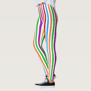 Farbenfrohe Regenbogenstreifen-Linien-Design - Wei Leggings