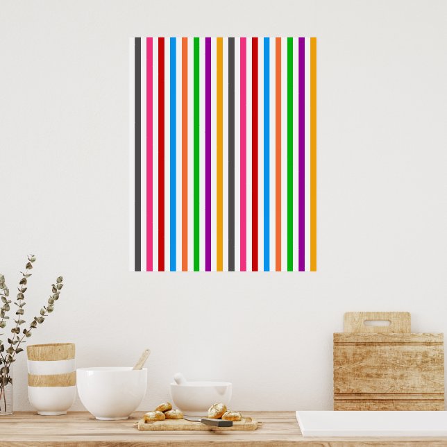 Farbenfrohe Regenbogenstreifen-Linien-Design - Wei Poster (Küche)