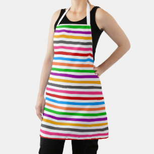 Farbenfrohe Regenbogenstreifen-Linien-Design - Wei Schürze