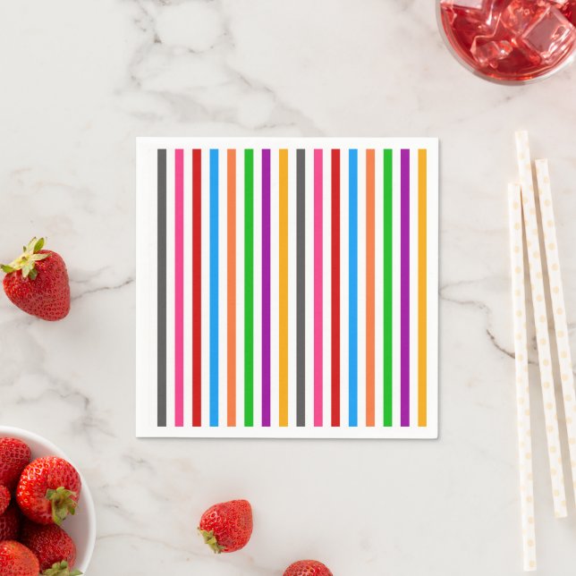 Farbenfrohe Regenbogenstreifen-Linien-Design - Wei Serviette (Beispiel)