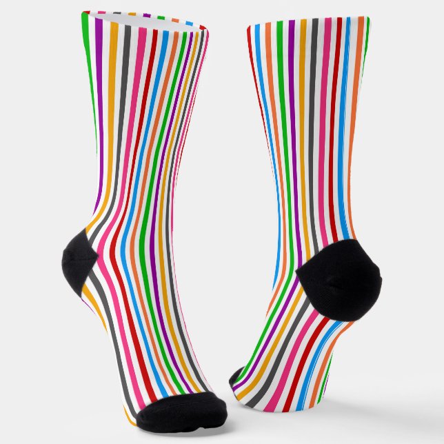 Farbenfrohe Regenbogenstreifen-Linien-Design - Wei Socken (Gewinkelt)