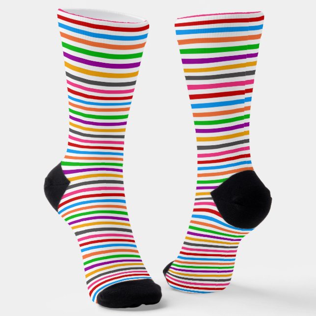 Farbenfrohe Regenbogenstreifen-Linien-Design - Wei Socken (Gewinkelt)