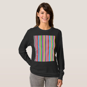 Farbenfrohe Regenbogenstreifen-Linien-Design - Wei T-Shirt