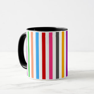 Farbenfrohe Regenbogenstreifen-Linien-Design - Wei Tasse