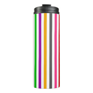 Farbenfrohe Regenbogenstreifen Linien Design - Wei Thermosbecher