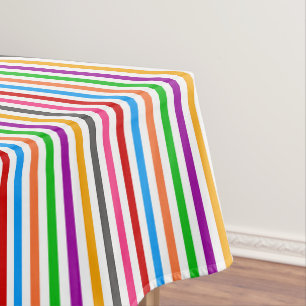 Farbenfrohe Regenbogenstreifen-Linien-Design - Wei Tischdecke