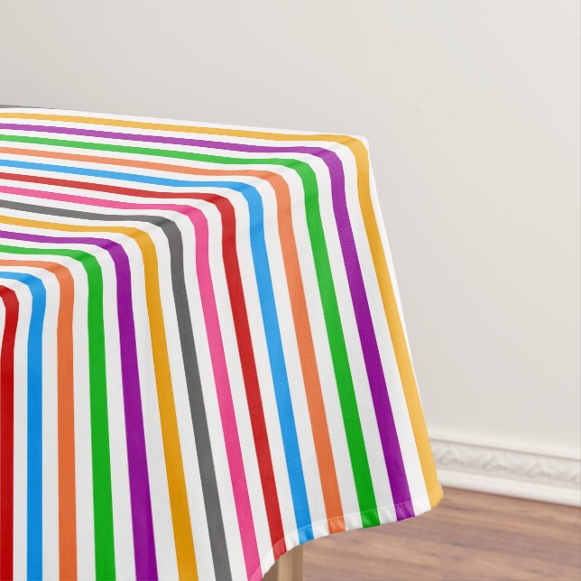 Farbenfrohe Regenbogenstreifen-Linien-Design - Wei Tischdecke (Beispiel)