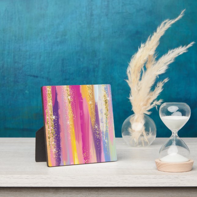 Farbenfrohe Regenbogenstreifen mit Imitaten Gold G Fotoplatte (InSitu)