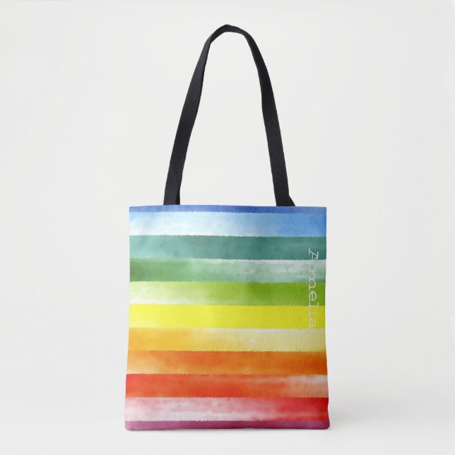 Farbenfrohe Regenbogenstreifen mit Namen (Vorderseite)