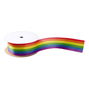 Farbenfrohe Regenbogenstreifen Satinband
