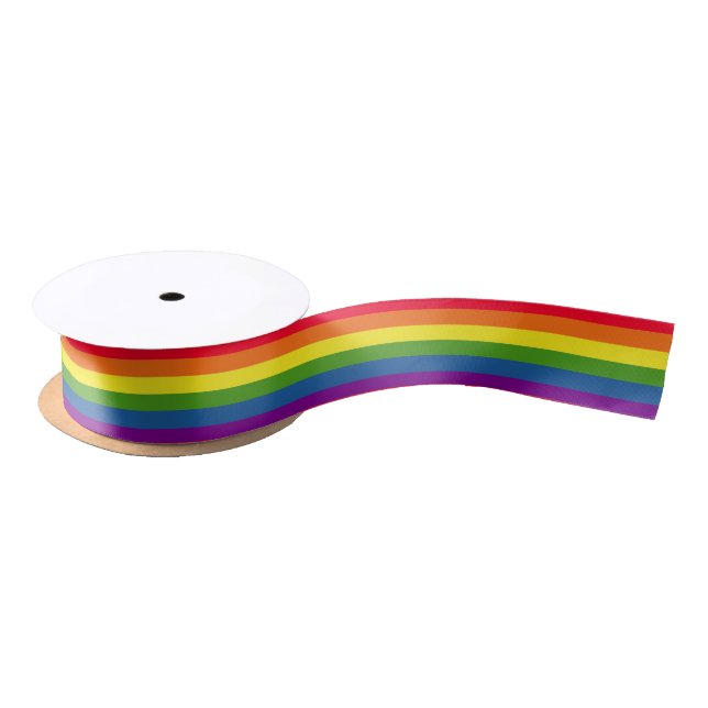 Farbenfrohe Regenbogenstreifen Satinband (Spule)