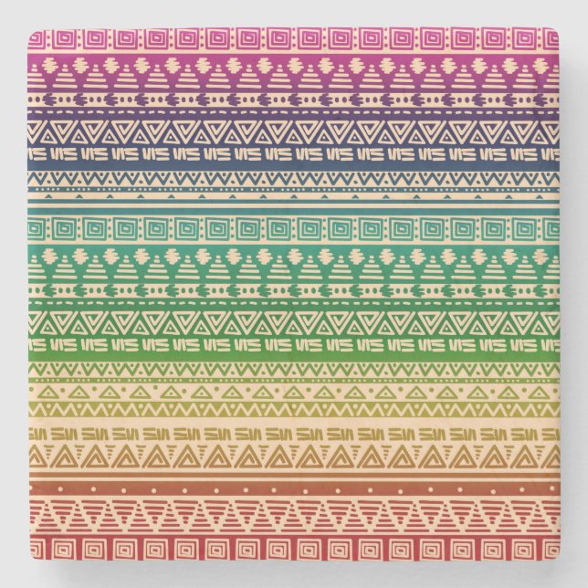 Farbenfrohe Regenbogenverzierung Steinuntersetzer (Vorderseite)