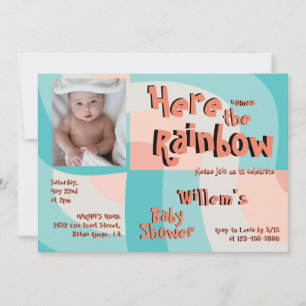 Farbenfrohe Regenbogenwelle Abstraktes Foto Kinder Einladung