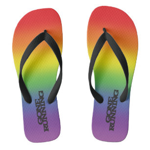 Farbenfrohe Regenbogenwirkung, die Text ausführt Flip Flops