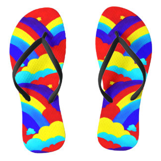 Farbenfrohe Regenbogenwolken Kindermuster Flip Flops