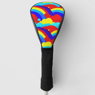Farbenfrohe Regenbogenwolken Kindermuster Golf Headcover