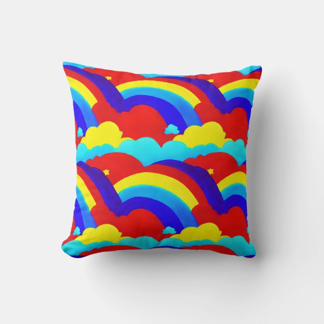 Farbenfrohe Regenbogenwolken Kindermuster Kissen (Vorderseite)