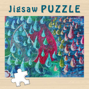 Farbenfrohe Regenfälle Gemälde an einer Graffiti-W Puzzle