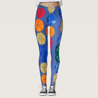 Farbenfrohe Regenschirme in himmelblau-orange rot Leggings