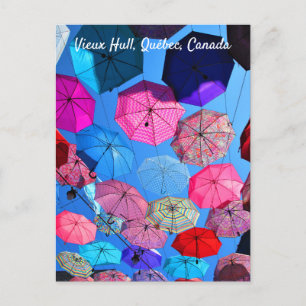 Farbenfrohe Regenschirme in Vieux Hull Québec Postkarte