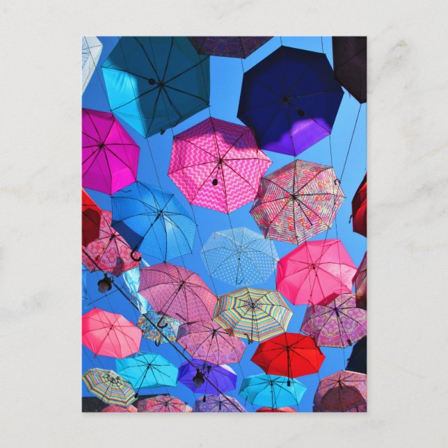 Farbenfrohe Regenschirme in Vieux Hull Québec Postkarte (Vorderseite)