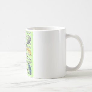 Farbenfrohe Regenschirme mit Notenblatt-Hintergrun Kaffeetasse