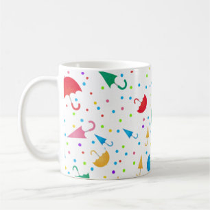 Farbenfrohe Regenschirme und Konfetti-Muster Kaffeetasse