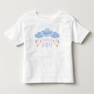 Farbenfrohe Regentropfen und Wolken Magisches Baby Kleinkind T-shirt