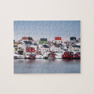 Farbenfrohe Reine Fishing Village Artic Travel Puzzle