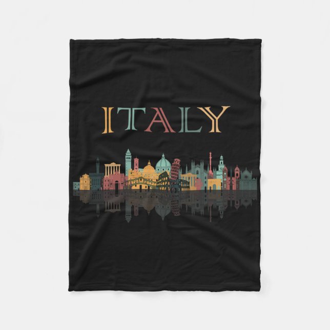 Farbenfrohe Reisen durch Italien Familie Shirt Eur Fleecedecke (Vorderseite)