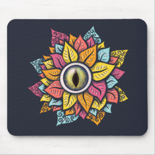 Farbenfrohe Reptilien Augen Blume Spaß Seltsame su Mousepad