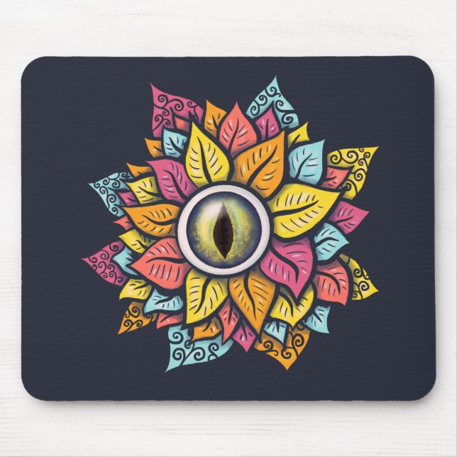 Farbenfrohe Reptilien Augen Blume Spaß Seltsame su Mousepad (Vorne)
