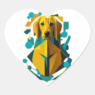 Farbenfrohe Retriever Kunst Herz-Aufkleber