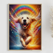 Farbenfrohe Retriever Regenbogen Spritzer Custom
