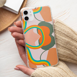 Farbenfrohe Retro-70er abstrakt auf rosa Ästhetik Case-Mate iPhone Hülle