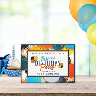 Farbenfrohe Retro 70er Abstrakte Überraschung Gebu Einladung