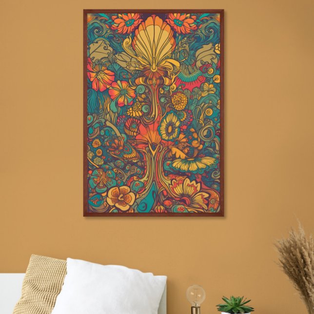 Farbenfrohe Retro 70er Psychedelic AI Art Poster (Von Creator hochgeladen)