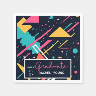 Farbenfrohe Retro-80er-Graduationspartei Serviette