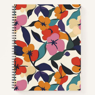 Farbenfrohe Retro Abstrakte Blütenspirale Gemuster Notizbuch