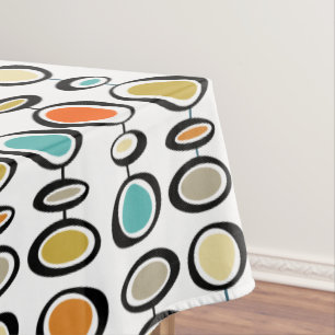 Farbenfrohe Retro-Abstrakte Kreise Mitte Jahrhunde Tischdecke