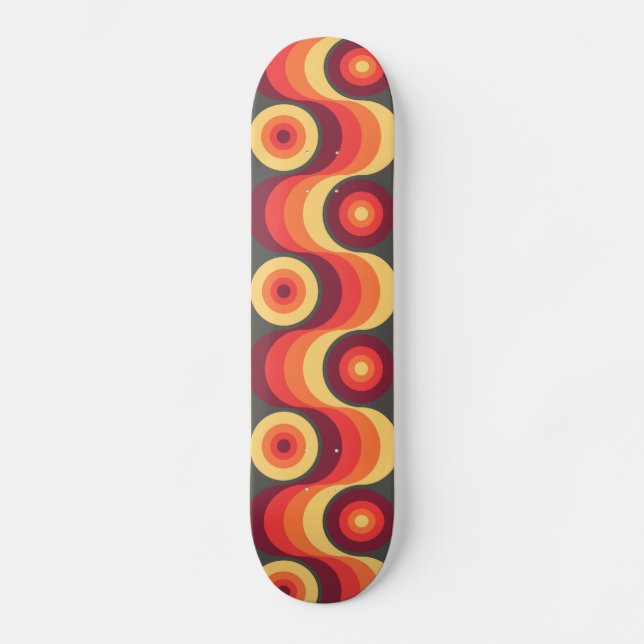 Farbenfrohe Retro Abstrakte Kunst - Skateboard (Vorderseite)