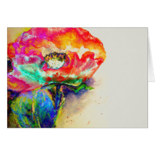 Farbenfrohe Retro Abstrakte Mohnwasserfarbe