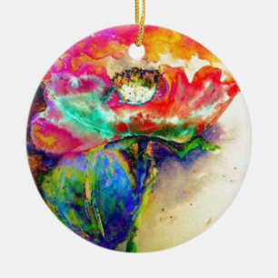 Farbenfrohe Retro Abstrakte Mohnwasserfarbe Keramik Ornament