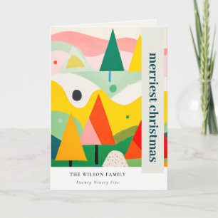 Farbenfrohe Retro Abstrakte Weihnachtslandschaft F Feiertagskarte