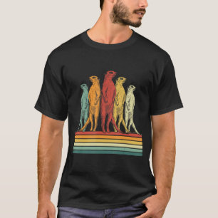 Farbenfrohe Retro Animal Kalahari Wüste Meerkats T-Shirt