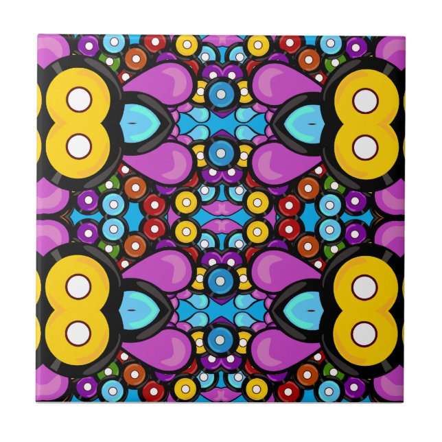 Farbenfrohe Retro-Aufnahme Kaleidoskop Abstrakt Ar Fliese (Vorderseite)