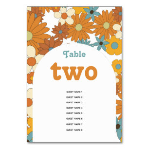 Farbenfrohe Retro-Blume der 60er 70er Jahre Tischnummer